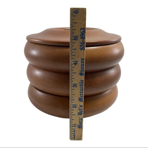 Milbern Vintage Mid-Century Wood Stackable Bowls w/Lid for Nuts/Candy/Trinkets - Picture 4 of 4